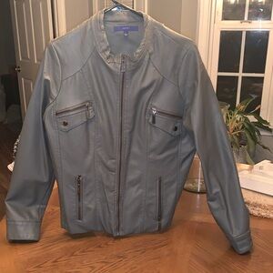 Apt. 9 Gray Faux Leather Moto Jacket Size L
